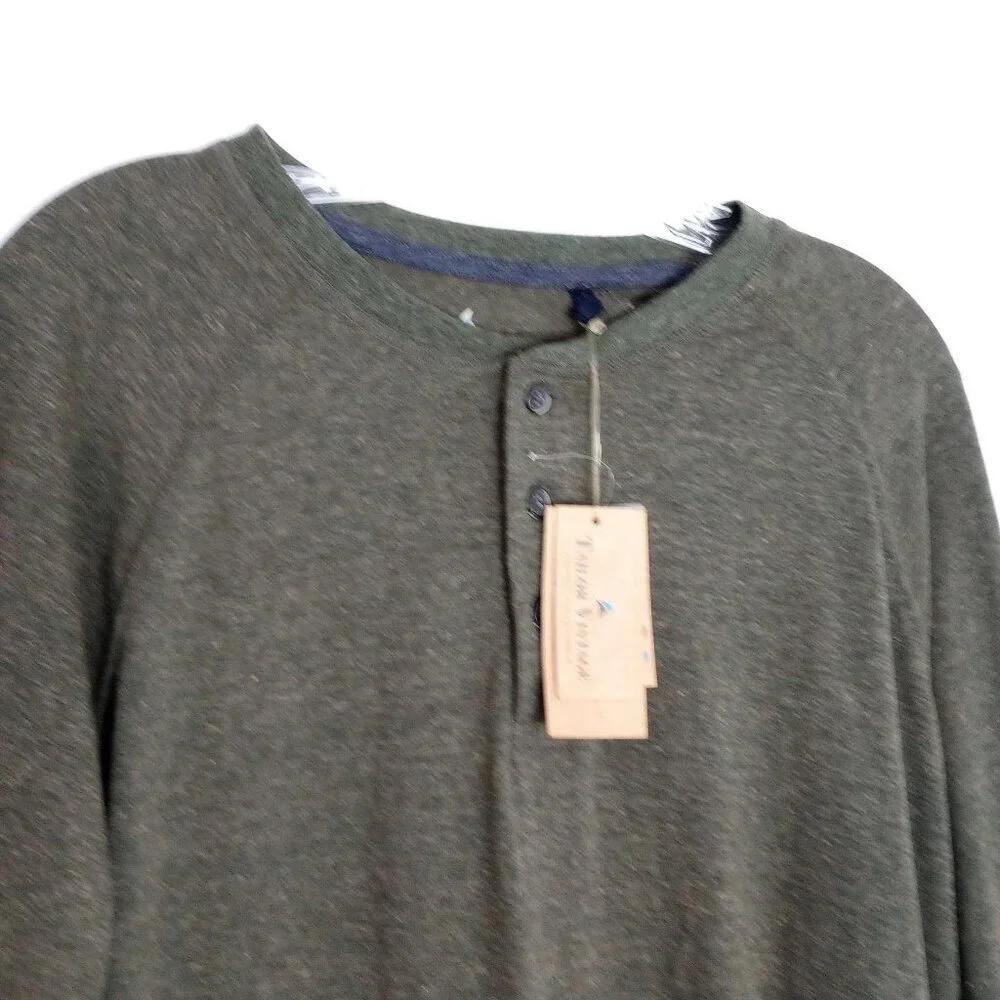 Tailor Vintage Dark Heather Green Men's Henley Shirt - Picture 4 of 9